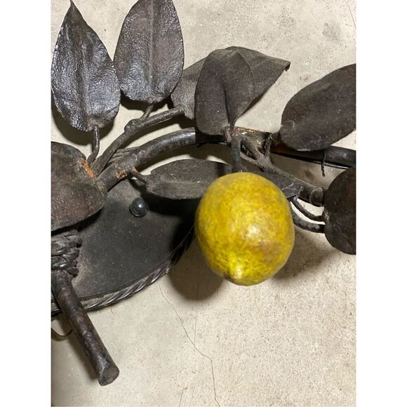 Antique Tole Painted Lemons Wall Sconces Solid Brass 4 Light - Picture 2 of 6